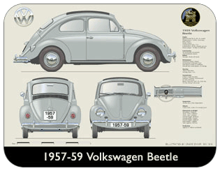 VW Beetle 1957-59 Place Mat, Medium